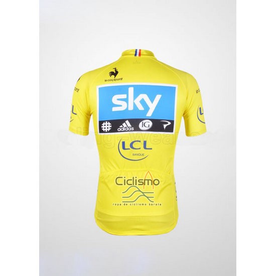 Sky Lider Ropa Ciclismo Culotte Corto 2012 Hombre Mangas Cortas Azur y AMarillo